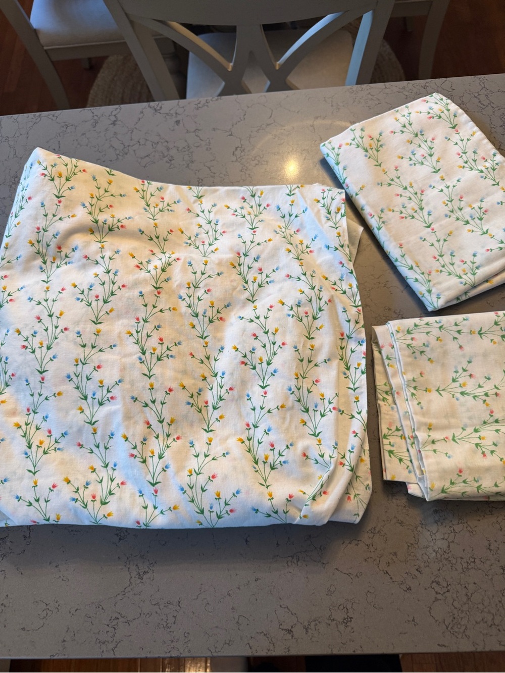 Vintage Lady Pepperell Stephanie Full Size Sheet Set 3pc Fitted & Pillowcases